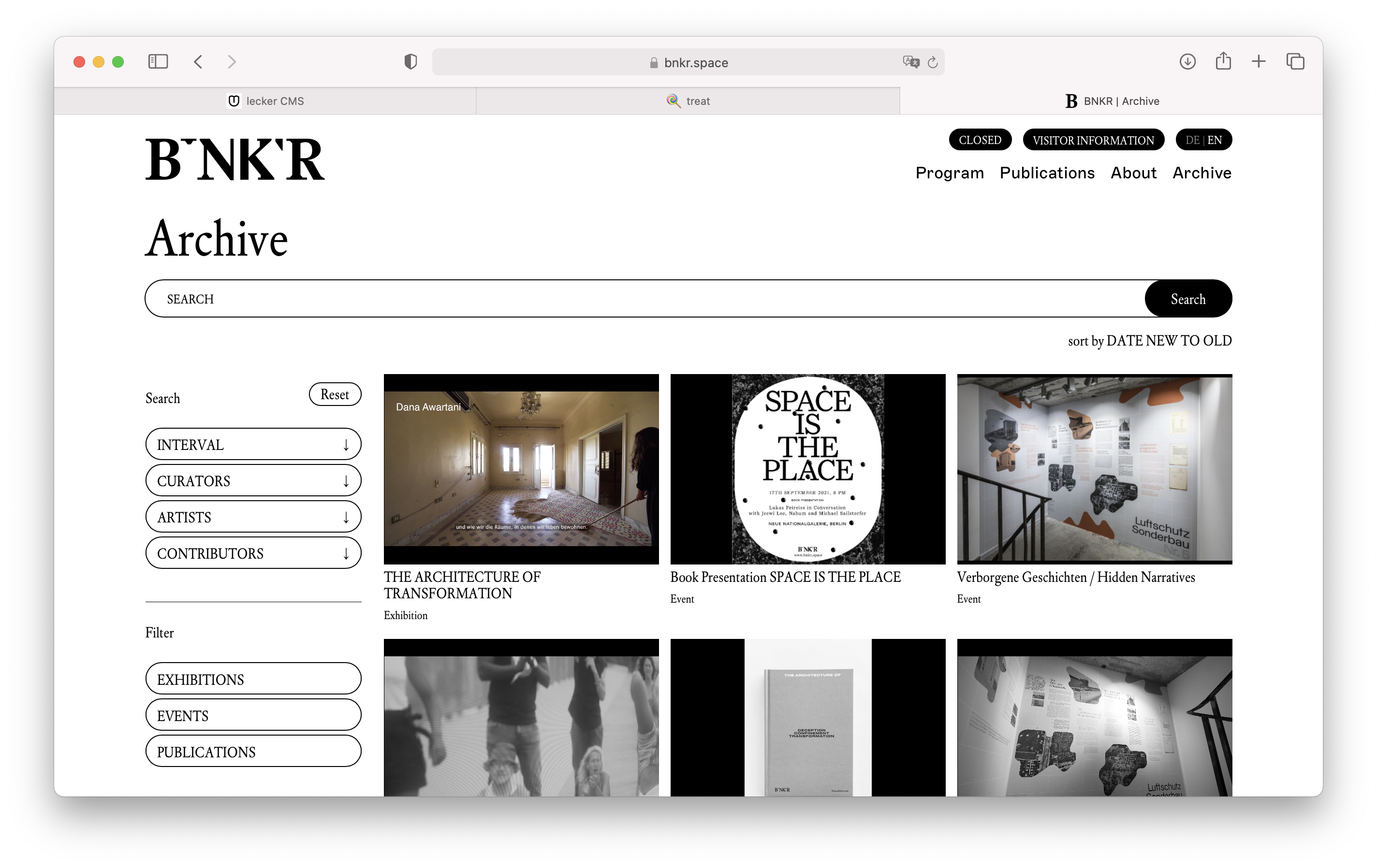 Website @ BNKR, Archive